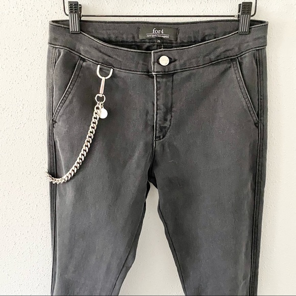 FOR4 Women's sz 26 Gray Iris Chain Ankle Zip Crop Mid-Rise Stretch Skinny Jeans - Picture 5 of 12